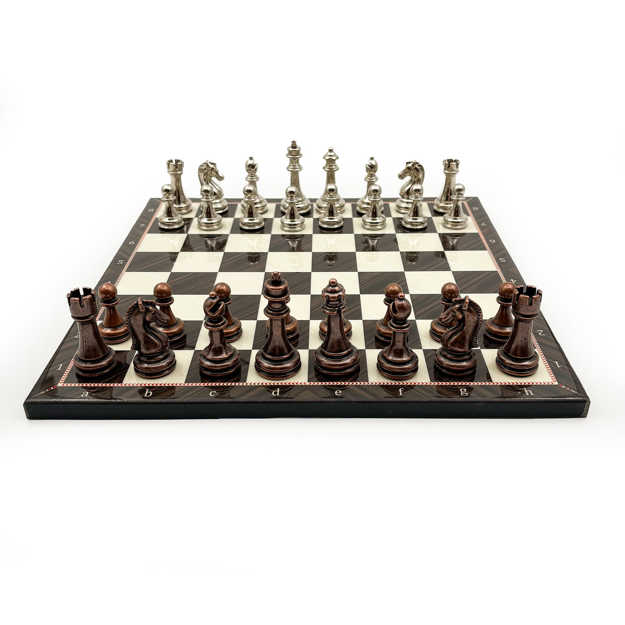 El Yapımı Ceviz Desenli Ahşap Satranç Takımı – Metal Taşlı CD30 - Görsel 2