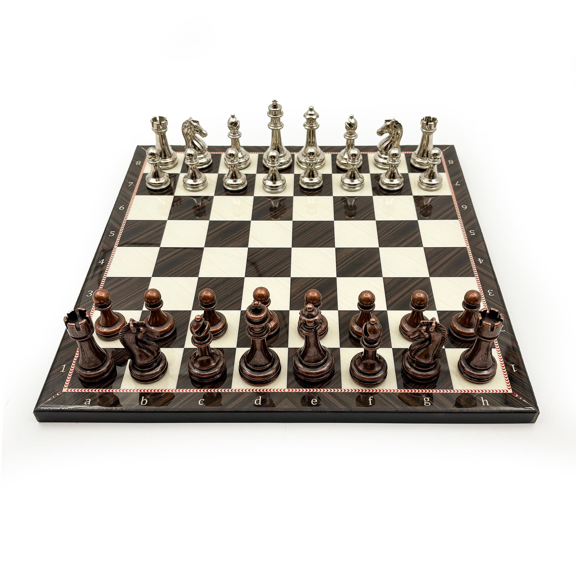 El Yapımı Ceviz Desenli Ahşap Satranç Takımı – Metal Taşlı CD30 - Görsel 3