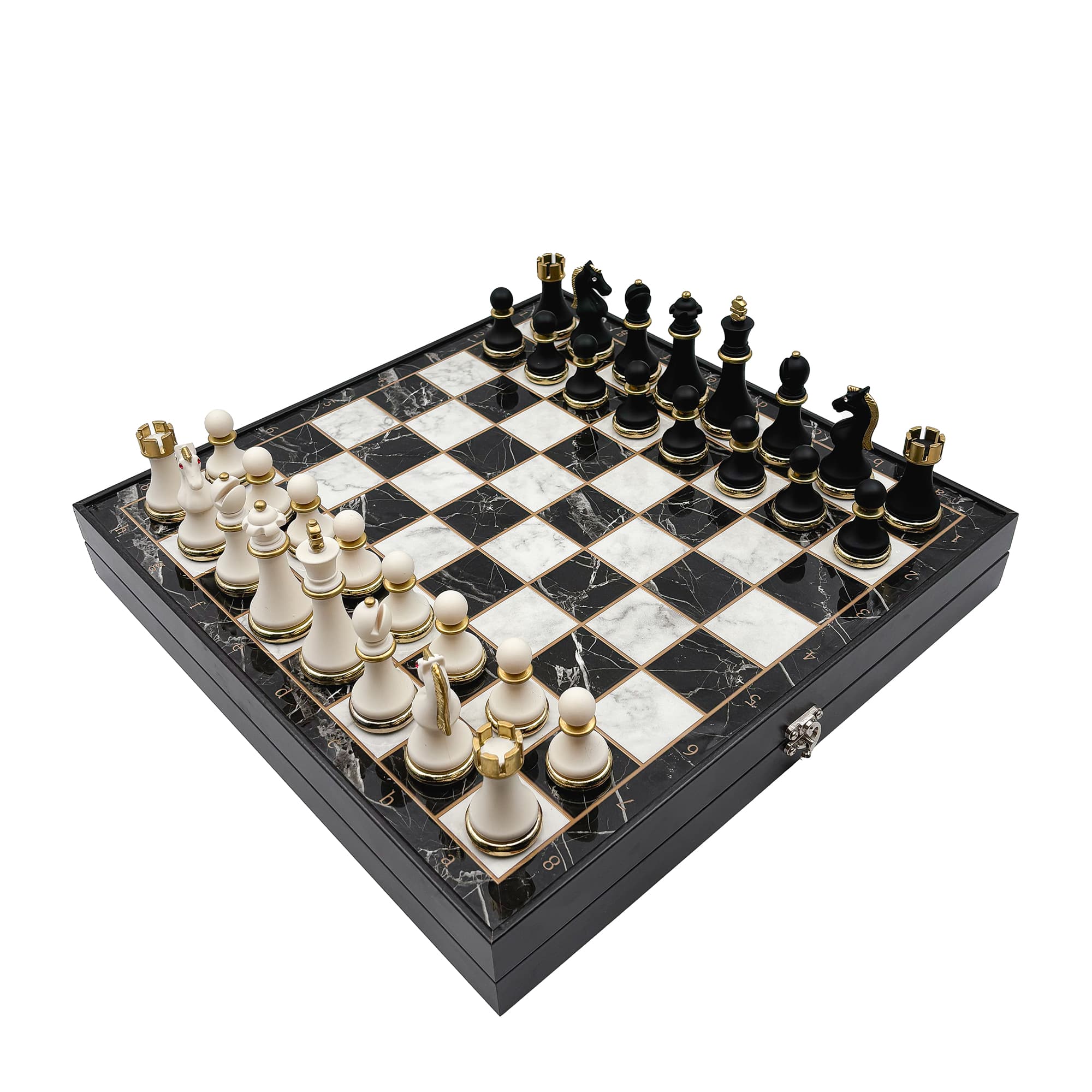 Metal & Polyester Ahşap Satranç Takımı – Siyah Beyaz MK36P - Görsel 3